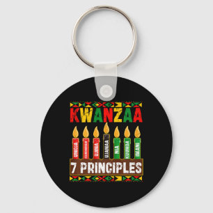 Happy Kwanzaa Kinara Seven Principles Candles Pan  Key Ring