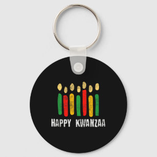Happy Kwanzaa Kinara Seven Principles Candles Pan Key Ring
