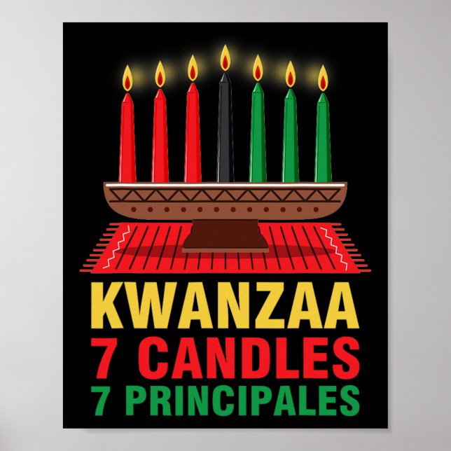 Happy Kwanzaa Kinara Seven Principles Candles Pan  Poster (Front)