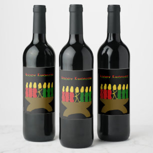 Happy Kwanzaa Kinara Wine Label