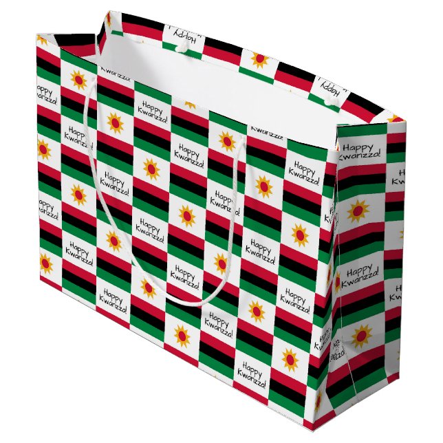 Happy Kwanzaa Large Gift Bag (Back Angled)