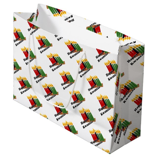 Happy Kwanzaa Large Gift Bag (Front Angled)