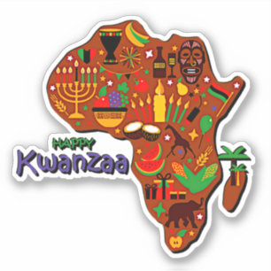 Happy Kwanzaa Map of Africa  Kiss Cut