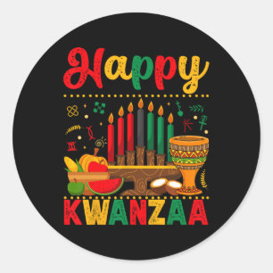 Happy Kwanzaa Men Women Kwanzaa Kinara Candle 7 Pr Classic Round Sticker