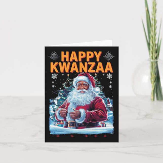 Happy Kwanzaa Merry Christmas African American Hoi Card (Front)