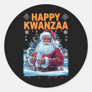 Happy Kwanzaa Merry Christmas African American Hoi Classic Round Sticker