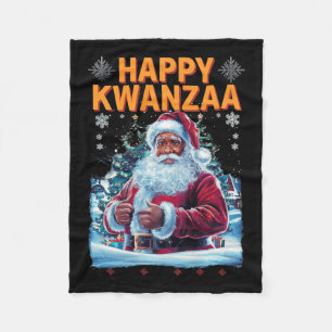 Happy Kwanzaa Merry Christmas African American Hoi Fleece Blanket