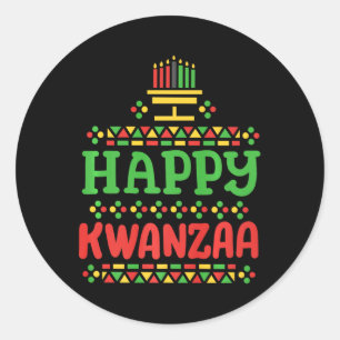 Happy Kwanzaa Merry Christmas African American Men Classic Round Sticker