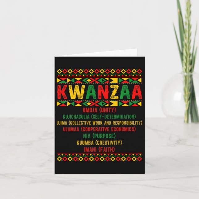 Happy Kwanzaa Pajama Kinara Principles Candles Pan Card (Front)