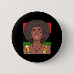 Happy Kwanzaa Pan African Flag Black Woman Seven P 6 Cm Round Badge