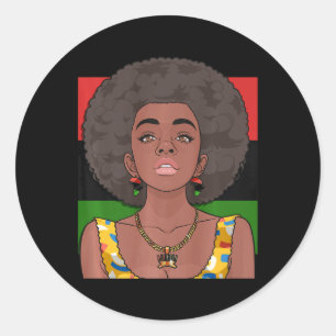 Happy Kwanzaa Pan African Flag Black Woman Seven P Classic Round Sticker