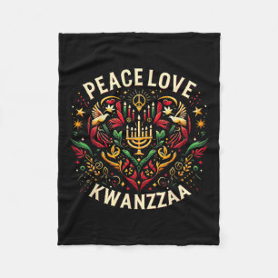 Happy Kwanzaa Peace With Love Kwanzaa African Amer Fleece Blanket