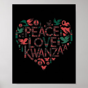 Happy Kwanzaa Peace With Love Kwanzaa African Amer Poster