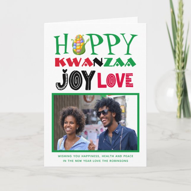 Happy Kwanzaa PHOTO Greeting Card Modern Fun (Front)