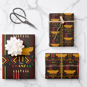 Happy Kwanzaa PopArt Wrapping Paper Sheet