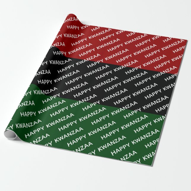 Happy Kwanzaa Red Black Green Pan African  Wrapping Paper (Unrolled)