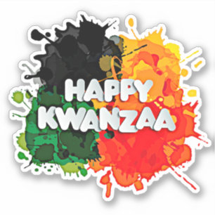Happy Kwanzaa, Red Black Green Yellow Paint Splash