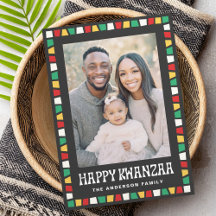 Happy Kwanzaa red green yellow mosaic border photo