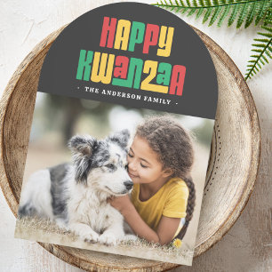 Happy Kwanzaa red green yellow photo Holiday Card