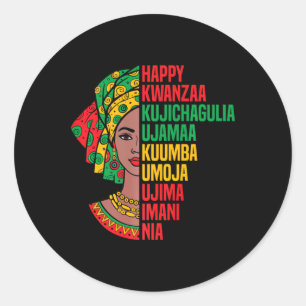 Happy Kwanzaa Seven Principles African Headwrap Gr Classic Round Sticker