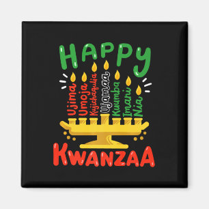 Happy Kwanzaa Seven Principles Kinara Candles Men Magnet