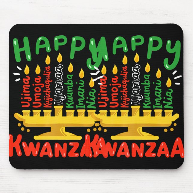 Happy Kwanzaa Seven Principles Kinara Candles Men  Mouse Mat (Front)
