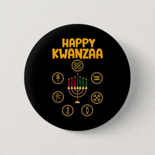 Happy Kwanzaa Seven Principles Of Kwanzaa Kinara M 6 Cm Round Badge