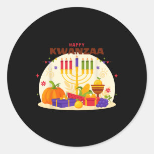 Happy Kwanzaa Seven Principles Of Kwanzaa Kinara M Classic Round Sticker