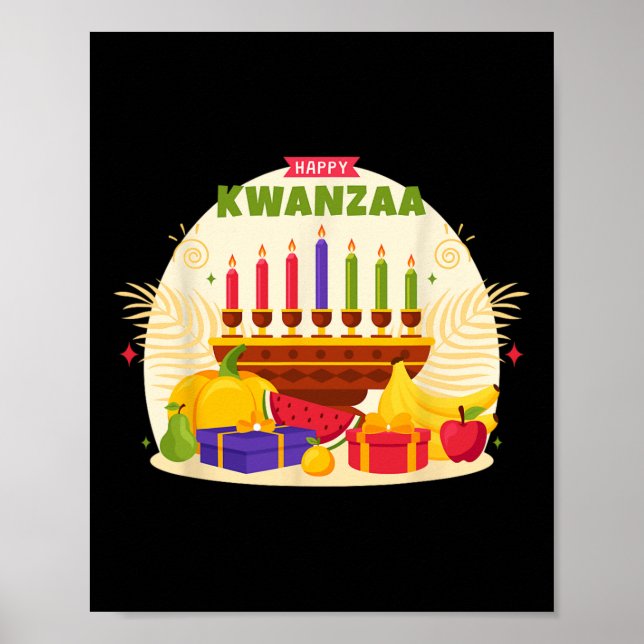 Happy Kwanzaa Seven Principles Of Kwanzaa Kinara M Poster (Front)