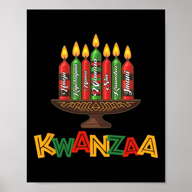 Happy Kwanzaa Seven Principles Of Kwanzaa - Kinara Poster (Front)