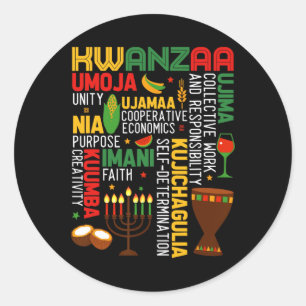 Happy Kwanzaa Seven Principles Of Kwanzaa Men Wome Classic Round Sticker