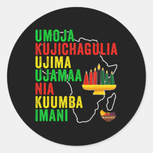 Happy Kwanzaa Seven Principles Of Kwanzaa Men Wome Classic Round Sticker
