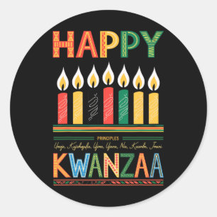 Happy Kwanzaa Seven Principles Of Kwanzaa Men Wome Classic Round Sticker