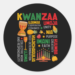 Happy Kwanzaa Seven Principles Of Kwanzaa Men Wome Classic Round Sticker