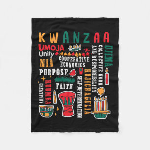 Happy Kwanzaa Seven Principles Of Kwanzaa Men Wome Fleece Blanket