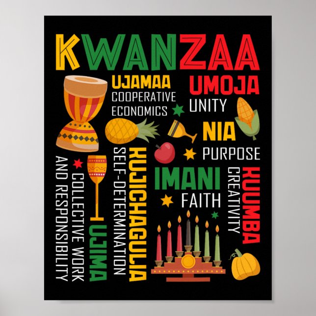 Happy Kwanzaa Seven Principles Of Kwanzaa Men Wome Poster (Front)