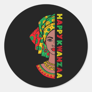 Happy Kwanzaa Seven Principles Of Kwanzaa Women 11 Classic Round Sticker