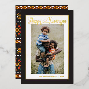 Happy Kwanzaa Single Photo Foil Holiday Card