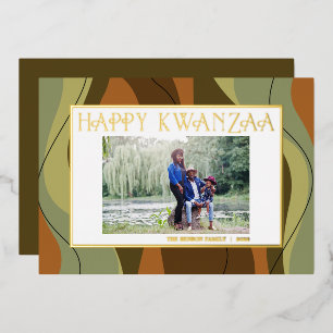Happy Kwanzaa Single Photo Foil Holiday Card