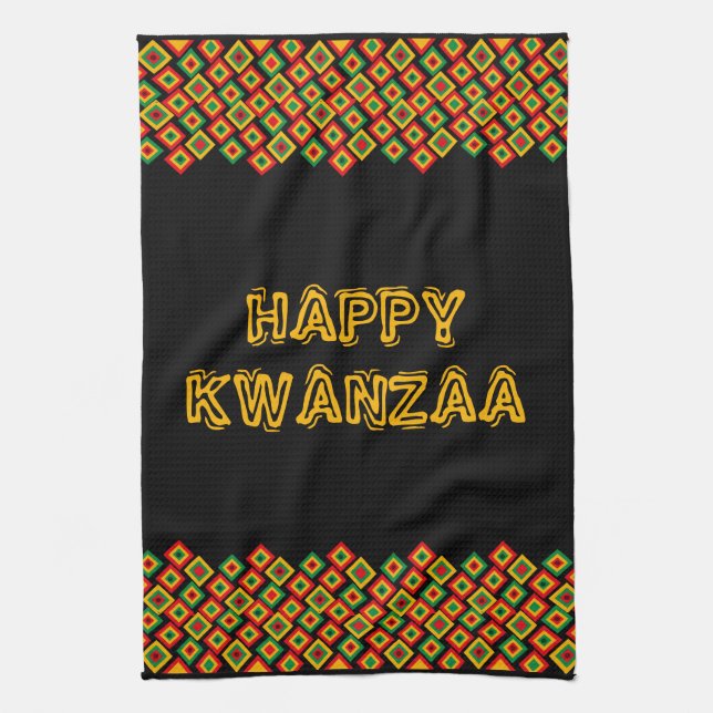 Happy Kwanzaa Tea Towel (Vertical)
