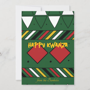 Happy Kwanzaa Tribal Pattern Family Photo Holiday Card