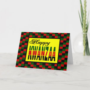 Happy Kwanzaa With Red, Black, and Green Border Holiday Card