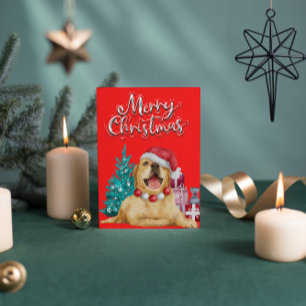Happy Lab Retriever Red Holiday Postcard