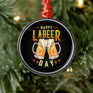 Happy Labeer Day Funny Labour Day Metal Tree Decoration