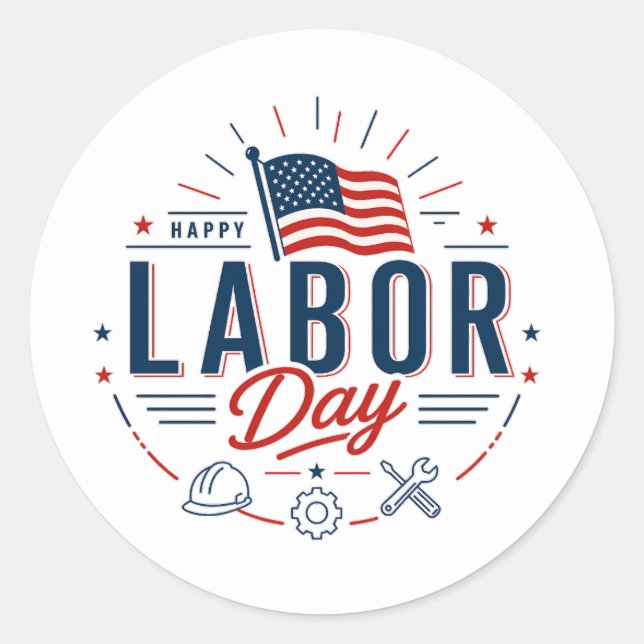 Happy Labor Day / Día del Trabajo Clásico Classic Round Sticker (Front)