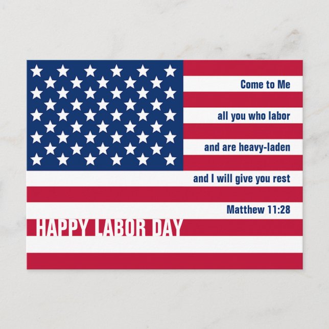 HAPPY LABOR DAY Patriotic Christian USA Holiday Po Postcard (Front)