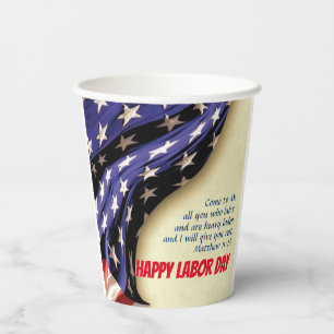 HAPPY LABOR DAY USA American Flag Paper Cups