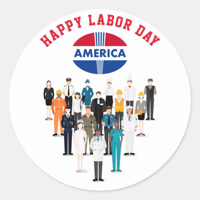 Happy Labour Day America Classic Round Sticker (Front)