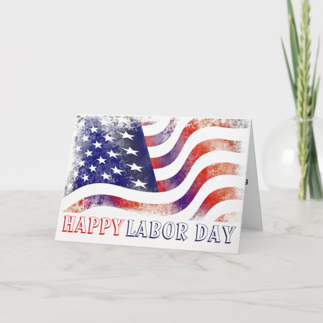 Happy Labour Day American Flag  Card (Front)