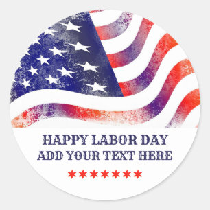 Happy Labour Day American Flag  Classic Round Sticker
